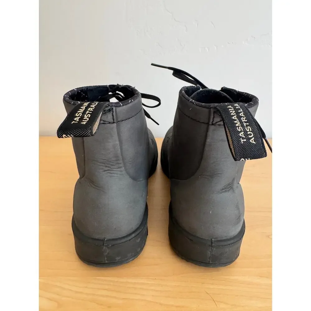 Blundstone Lace-Up Boots - Rustic Black Distressed Leather US 9